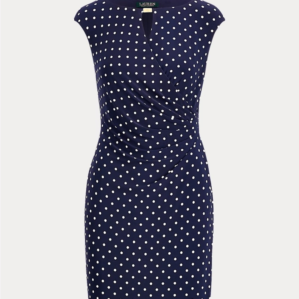 Ralph Lauren Polka-dot Jersey Sheath Dress Size 12